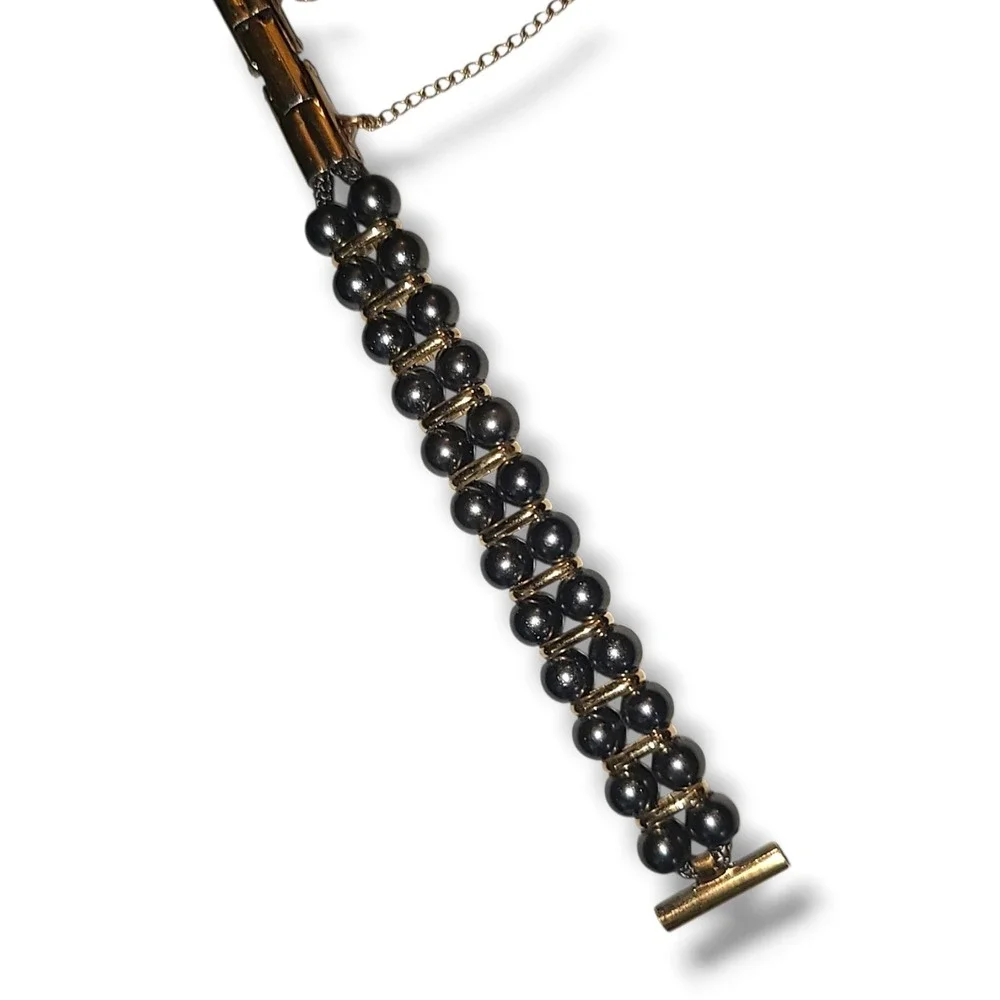 Vintage Faux Tahitian Pearl Watch Band 1/40 10K RGF Gold Filled USA 6.75